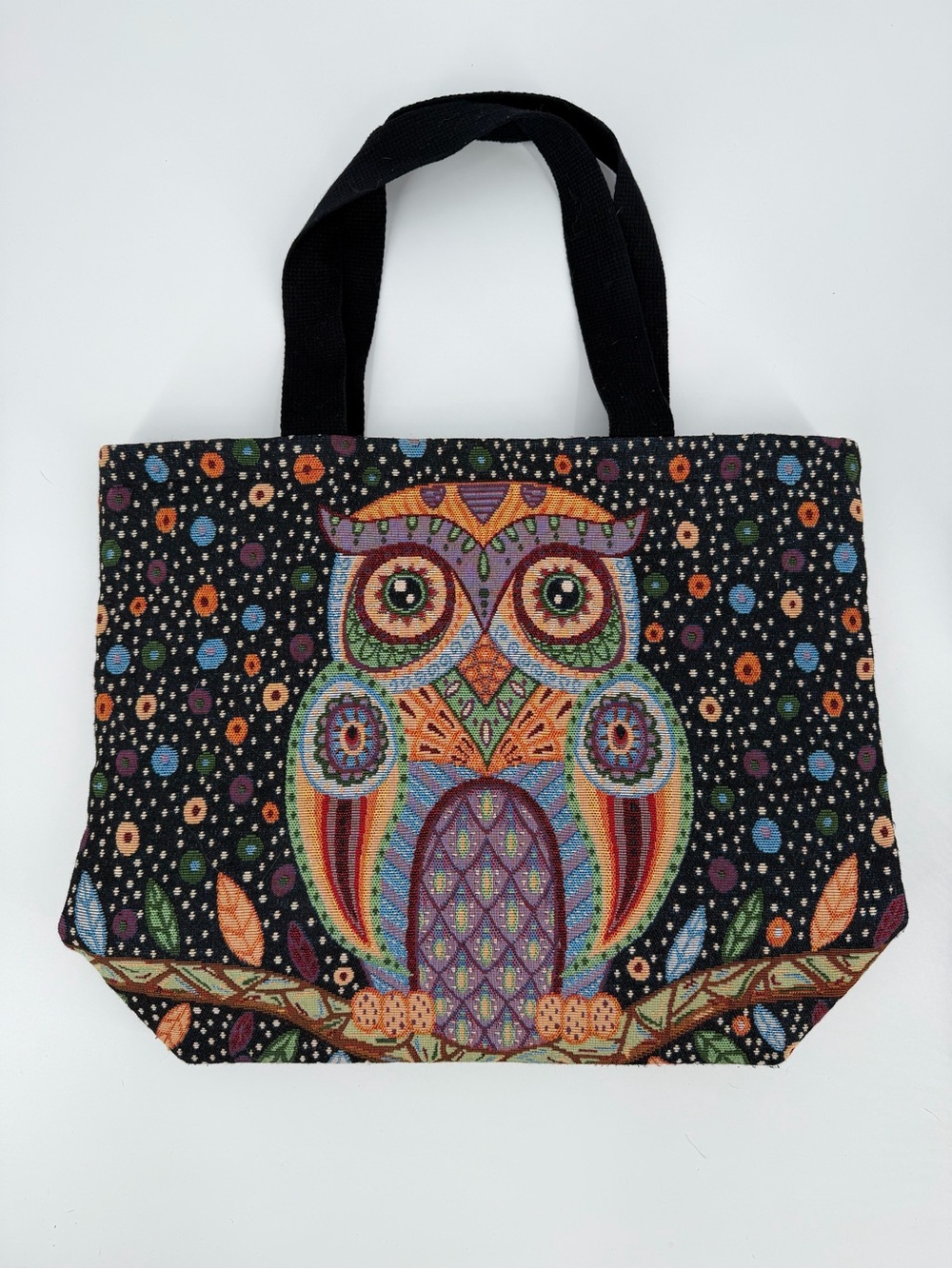 Tapestry Owl Colorful Boho Zip Closure Tote Bag